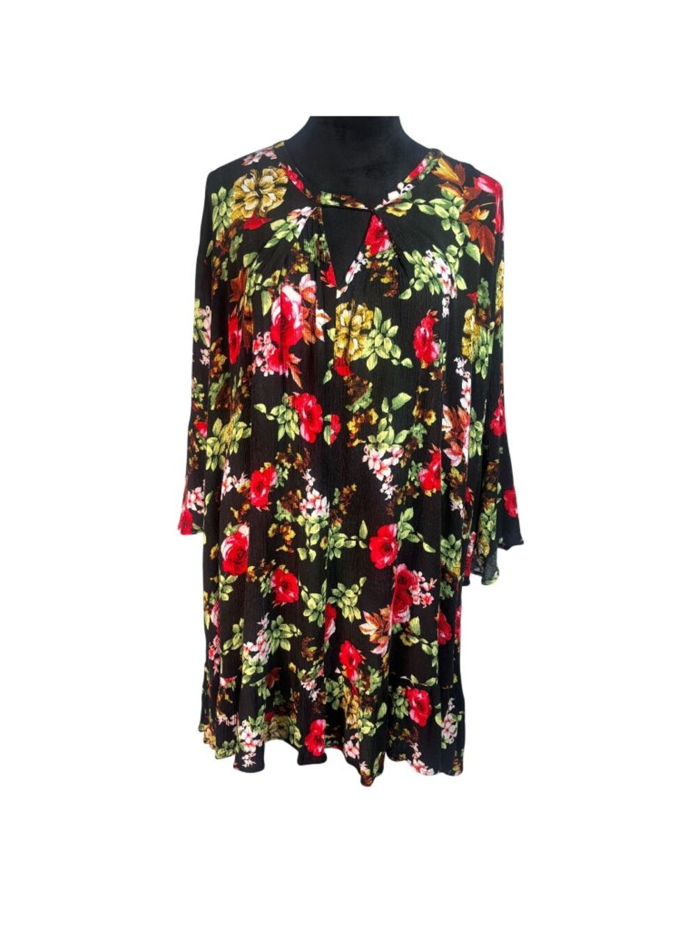 Umgee Boho Tent Dress Floral 3/4 sleeves, Oversized, Flowy Size Large